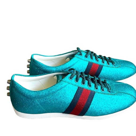RARE Authentic Gucci Bambi Blue glitter sneakers - Picture 2 of 6